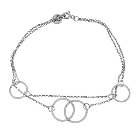 Interlocking Circles Bracelet | Vintage Sterling Silver 925 | 7" - Picture 1 of 5